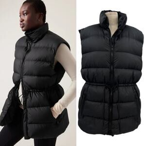 Athleta Cascade Down Puffer Vest Black 67 KD Size Medium